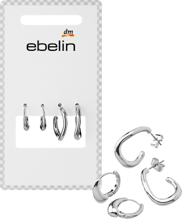 ebelin Ohrstecker organisch, Silber-Optik, 4 St