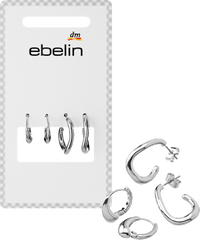ebelin Ohrstecker organisch, Silber-Optik, 4 St