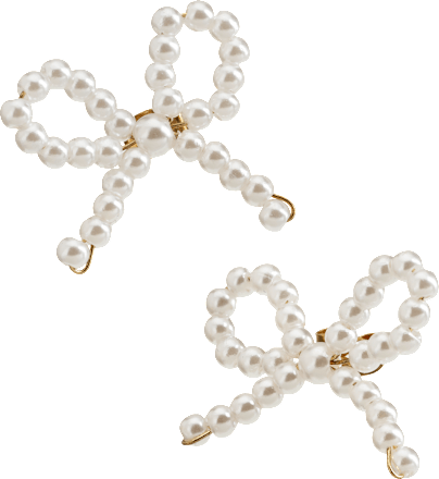 Parel strik oorbellen, 2 stuks