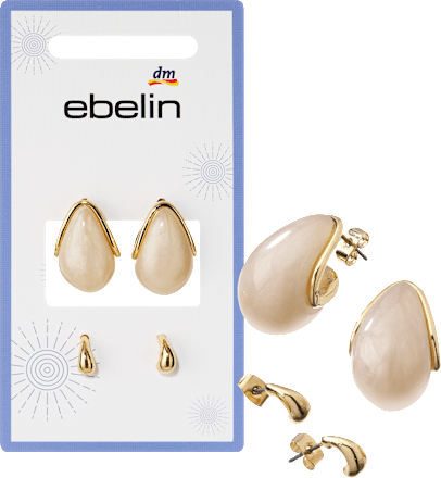 ebelin Ohrstecker Tropfenform, Gold-Optik, 4 St
