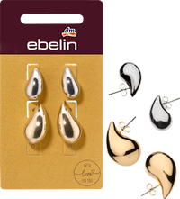 Ohrstecker Tropfenform, Gold- & Silber-Optik, 4 St ebelin