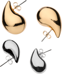 Ohrstecker Tropfenform, Gold- & Silber-Optik, 4 St ebelin