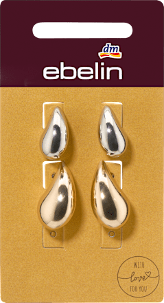Ohrstecker Tropfenform, Gold- & Silber-Optik, 4 St ebelin