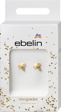 Vergulde strikvormige oorbellen met glitter, 2 stuks