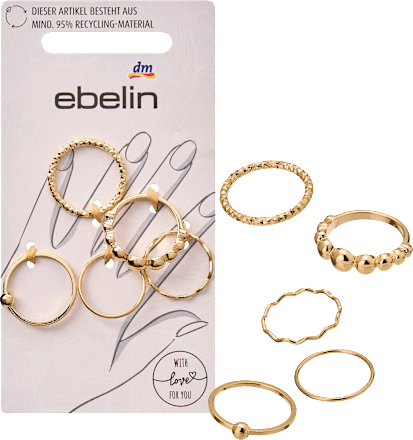 Gerecyclede ringen, goudlook, 5 stuks