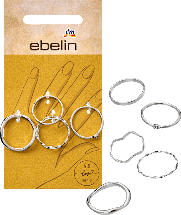 Ringen, zilverlook, 5 stuks