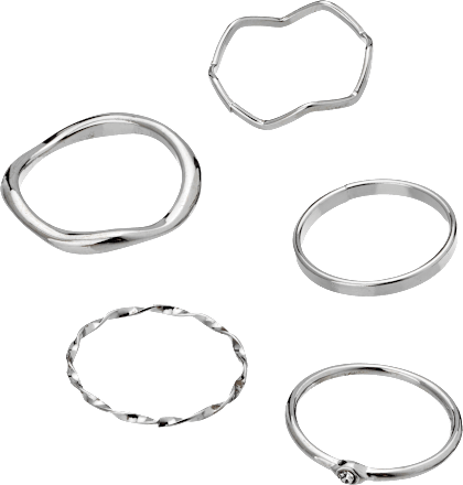 Ringen, zilverlook, 5 stuks