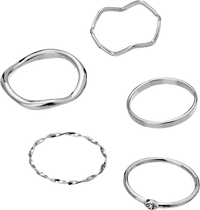 Ringen, zilverlook, 5 stuks