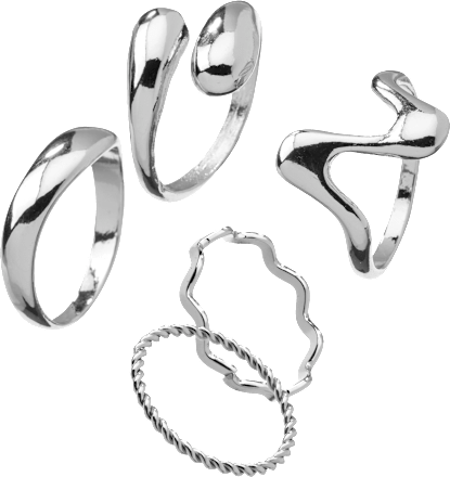 ebelin Ringe Silber-Optik, 5 St