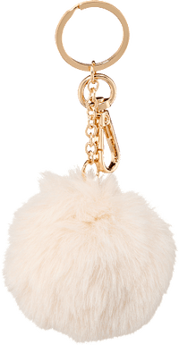 Schüsselanhänger Fellball, creme, 1 St