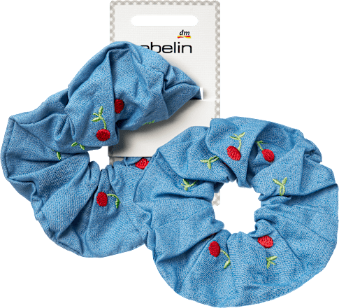 ebelin Scrunchie mit Kirschen, Denim, 1 St