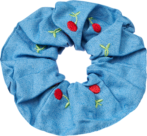 ebelin Scrunchie mit Kirschen, Denim, 1 St