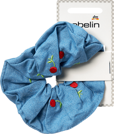 ebelin Scrunchie mit Kirschen, Denim, 1 St