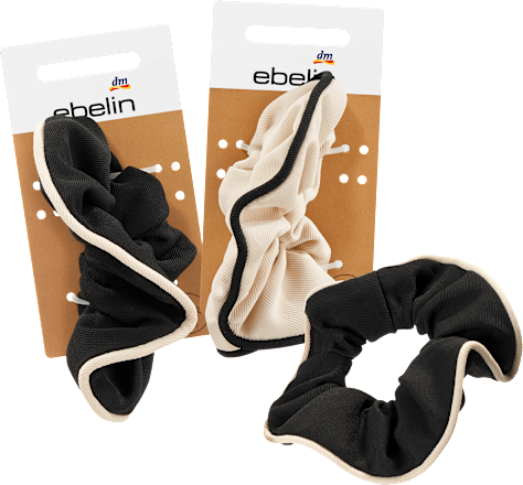 Scrunchie zwart/beige, 1 stuk