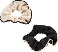Scrunchie zwart/beige, 1 stuk