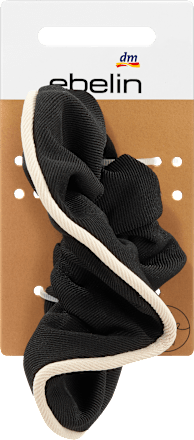 Scrunchie zwart/beige, 1 stuk