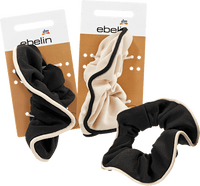 Scrunchie zwart/beige, 1 stuk