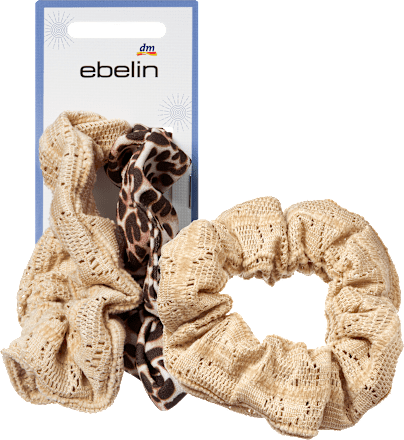 ebelin Scrunchies beige/Leo-Muster, 2 St