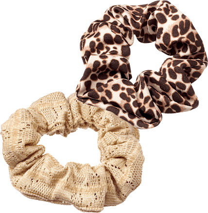 Scrunchies beige/Leo-Muster, 2 St