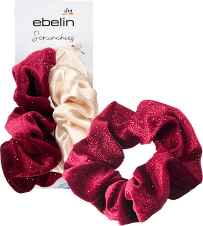 Scrunchies beige & rot, 2 St ebelin