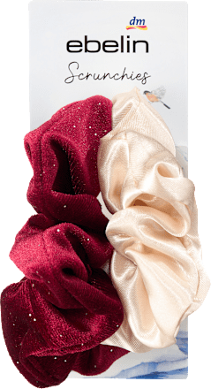 Scrunchies beige & rot, 2 St ebelin