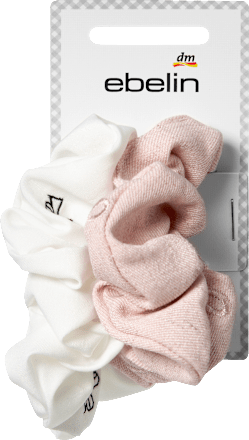 ebelin Scrunchies bestickt, weiß/rosa, 2 St
