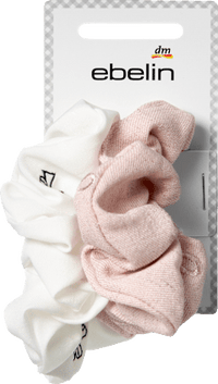 ebelin Scrunchies bestickt, weiß/rosa, 2 St