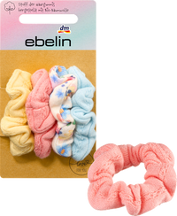 Scrunchies Bio-Baumwolle rosa, hellblau, gelb, Blümchen, 4 St ebelin
