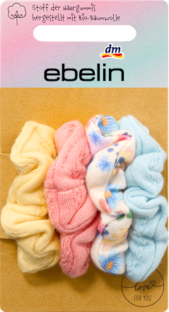 Scrunchies Bio-Baumwolle rosa, hellblau, gelb, Blümchen, 4 St ebelin