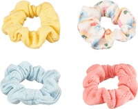Scrunchies Bio-Baumwolle rosa, hellblau, gelb, Blümchen, 4 St ebelin