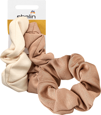 Scrunchies bruin, crème, 2 stuks