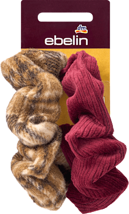 Scrunchies, bruin geruit, kersenrood, 2 stuks