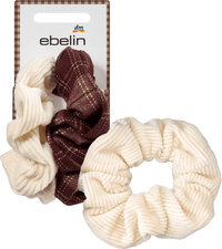 Scrunchies Cord-Optik & Karomuster, rot/creme, 2 St
