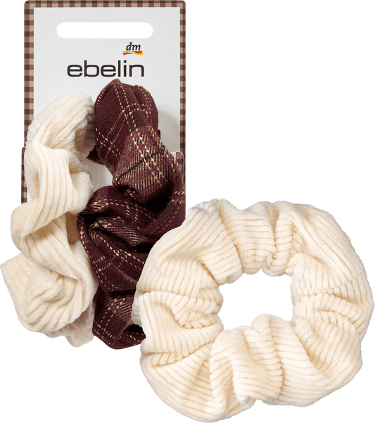 Scrunchies Cord-Optik & Karomuster, rot/creme, 2 St