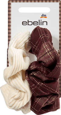 Scrunchies Cord-Optik & Karomuster, rot/creme, 2 St