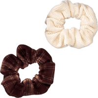 Scrunchies Cord-Optik & Karomuster, rot/creme, 2 St