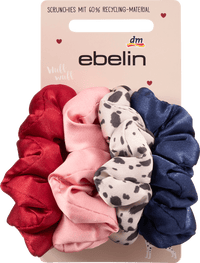 Scrunchies, Dalmatiner-Muster / rot / blau / rosa, 4 St