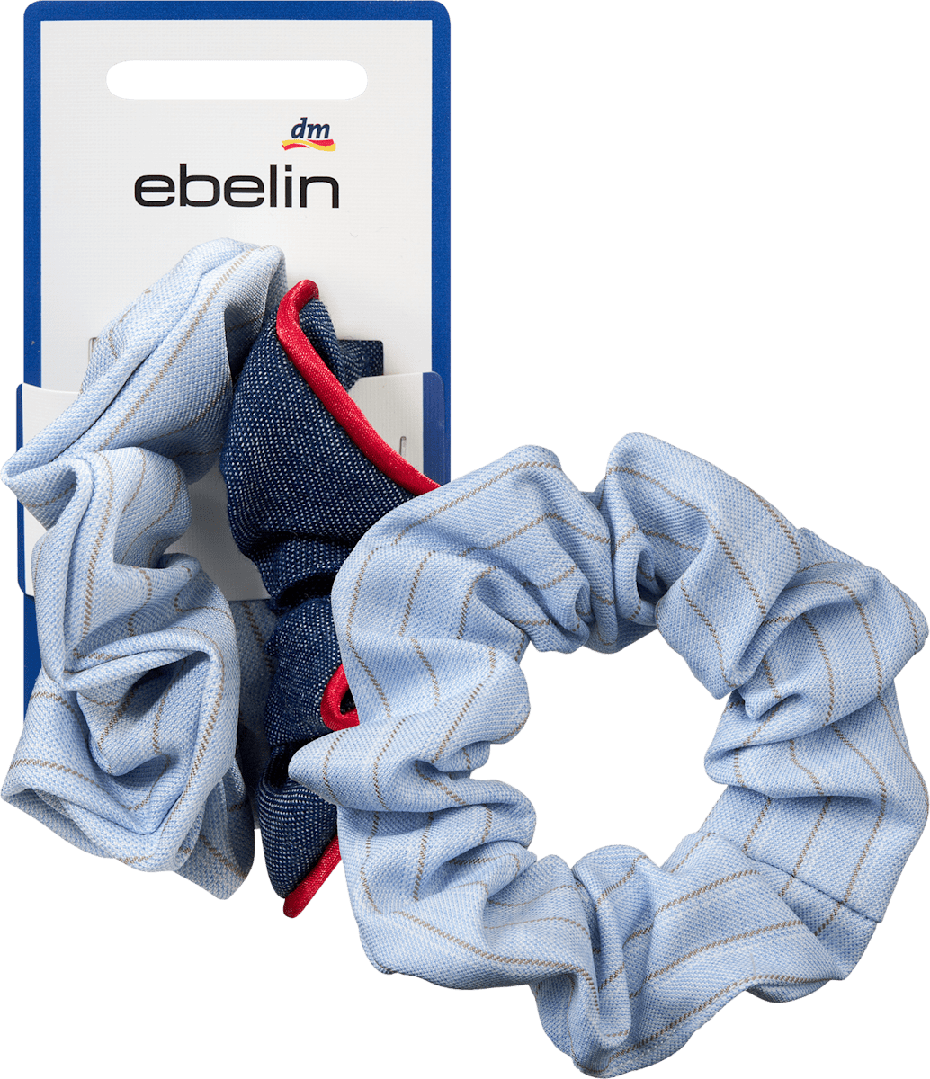 Scrunchies Denim & Streifen, blau, 2 St