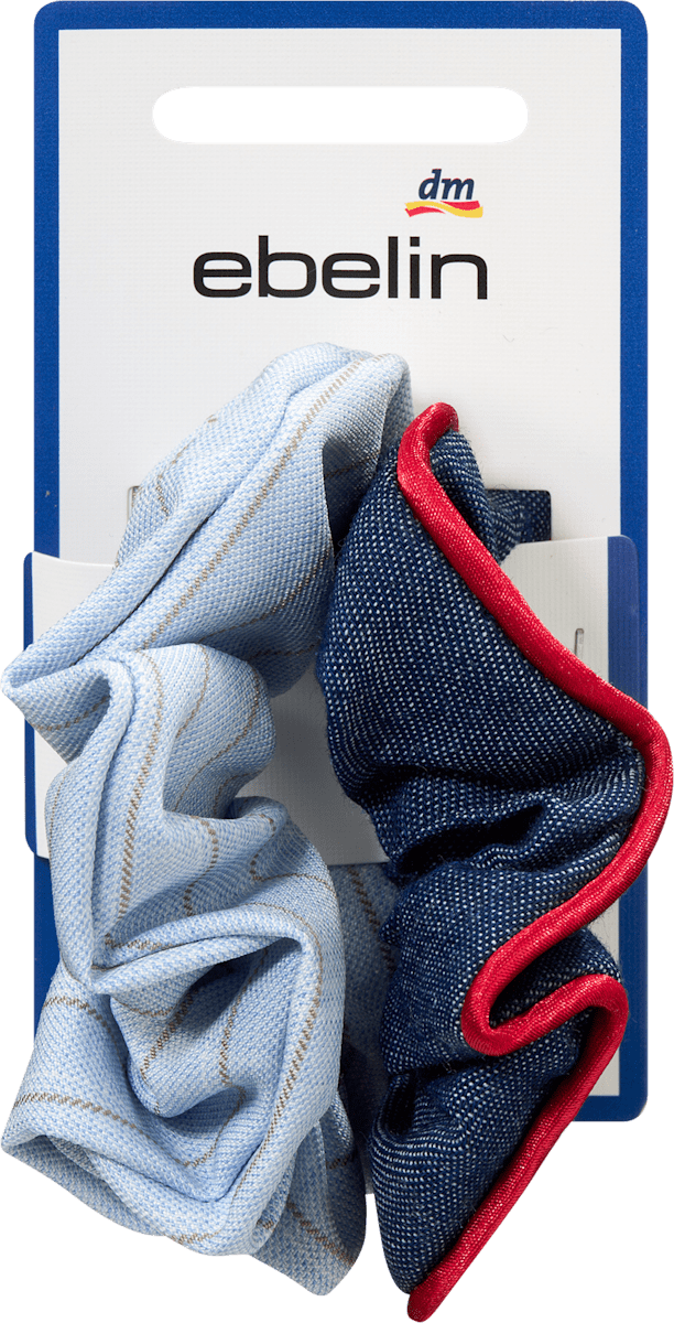 Scrunchies Denim & Streifen, blau, 2 St