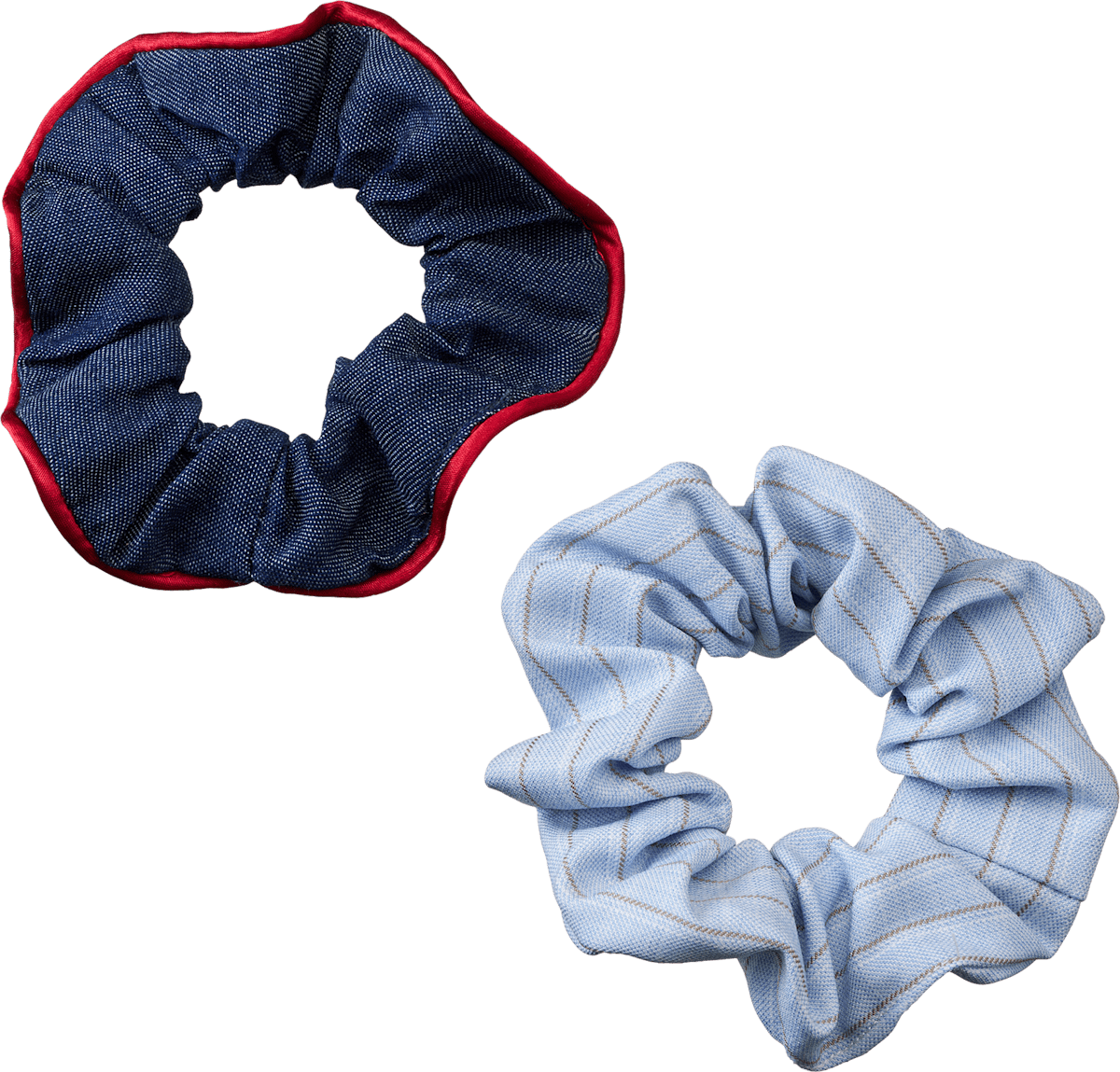 Scrunchies Denim & Streifen, blau, 2 St