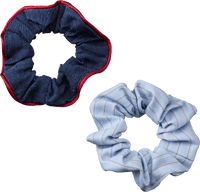 Scrunchies Denim & Streifen, blau, 2 St