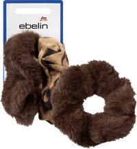Scrunchies Felloptik & Leo-Muster, braun, 2 St