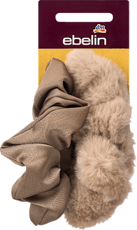 Scrunchies met bontlook &amp; satijn, 2 stuks