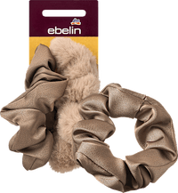 Scrunchies met bontlook &amp; satijn, 2 stuks