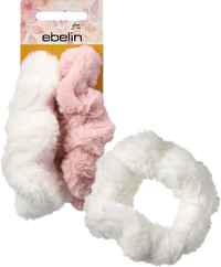Scrunchies in Felloptik, weiß/rosa, 2 St ebelin