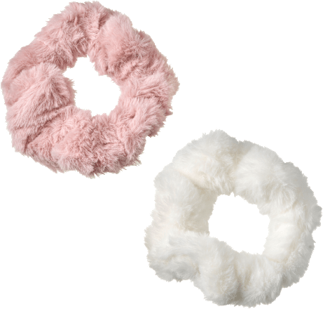 Scrunchies in Felloptik, weiß/rosa, 2 St ebelin