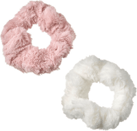 Scrunchies in Felloptik, weiß/rosa, 2 St ebelin