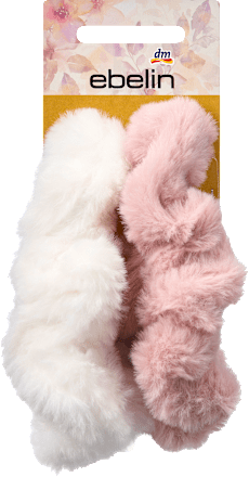 Scrunchies in Felloptik, weiß/rosa, 2 St ebelin