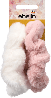 Scrunchies in Felloptik, weiß/rosa, 2 St ebelin