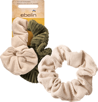 Scrunchies Kord recycelt, Creme, Grün, 2 St ebelin